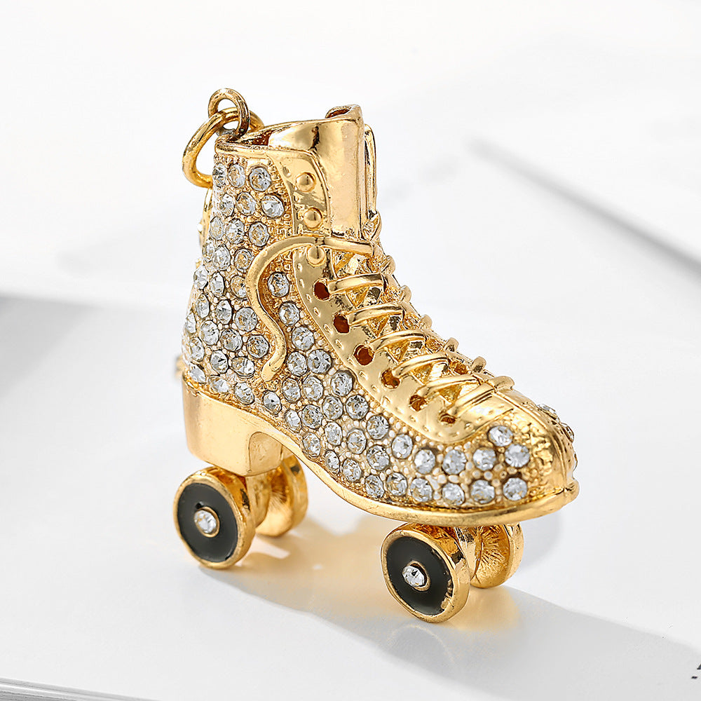 Wholesale Creative Diamond Skating Shoes Metal Keychain